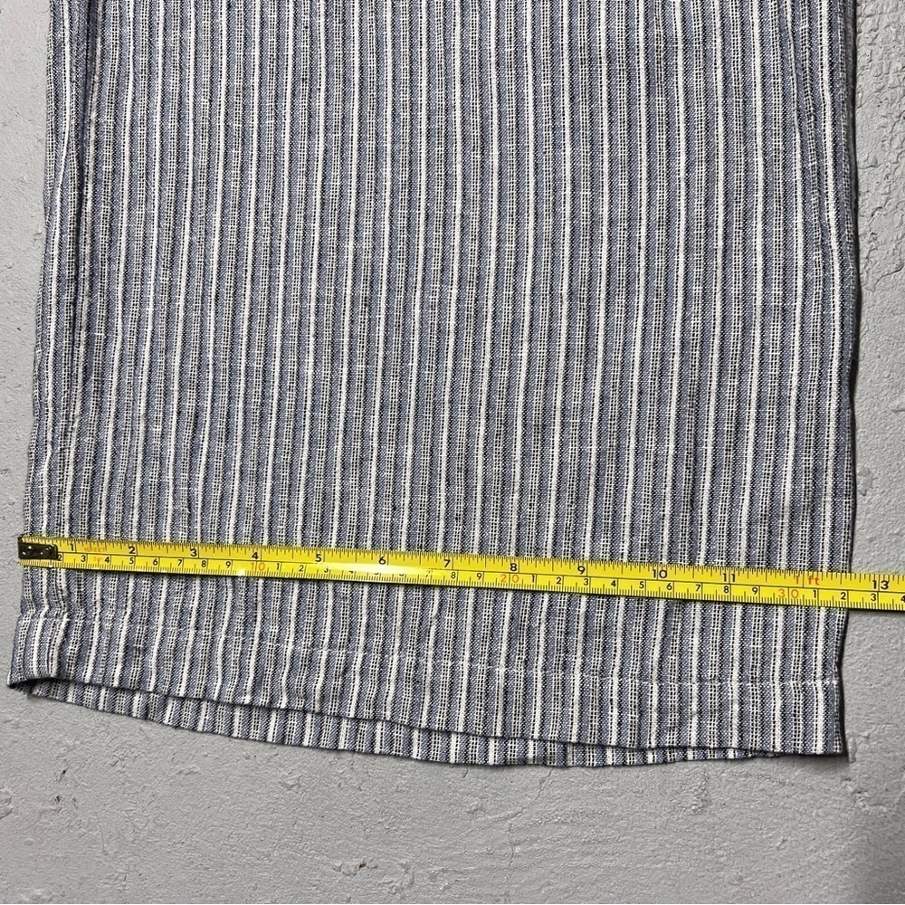 Linen Paper Bag Pant Blue Stripe Pockets Banana Republic Belted Women’s 10 - Picture 9 of 11